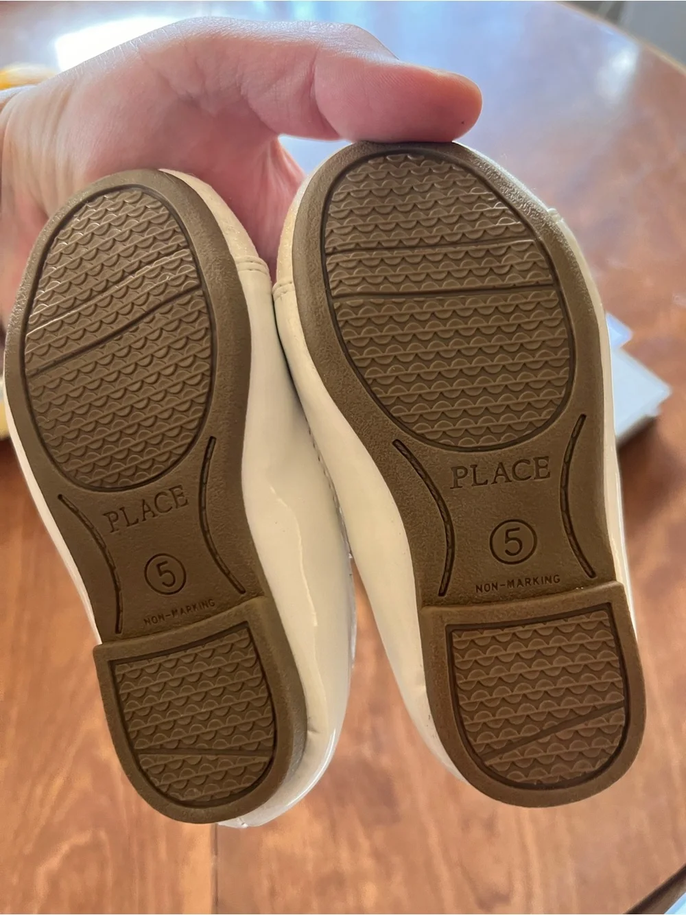 The Children's Place Cream Patent Mary Jane Shoes with Glitter Toe